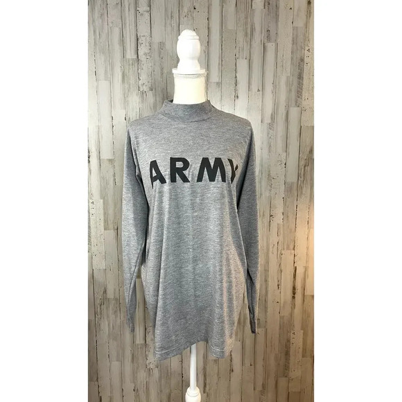 Vintage Army Long Sleeve Turtleneck Pullover T-Shirt Men’s Medium Gray Military‎ - Picture 1 of 6